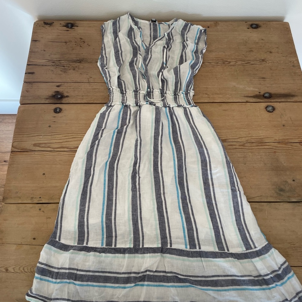 Rails Blue and Gray Striped Midi Dress - Picture 1 of 4